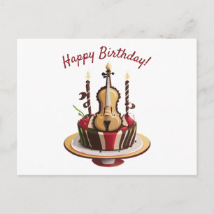 Carte Postale Gâteau d'anniversaire violon
