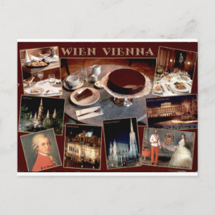 Carte Postale Gâteau de café vintage de Vienne et Multivue de mo