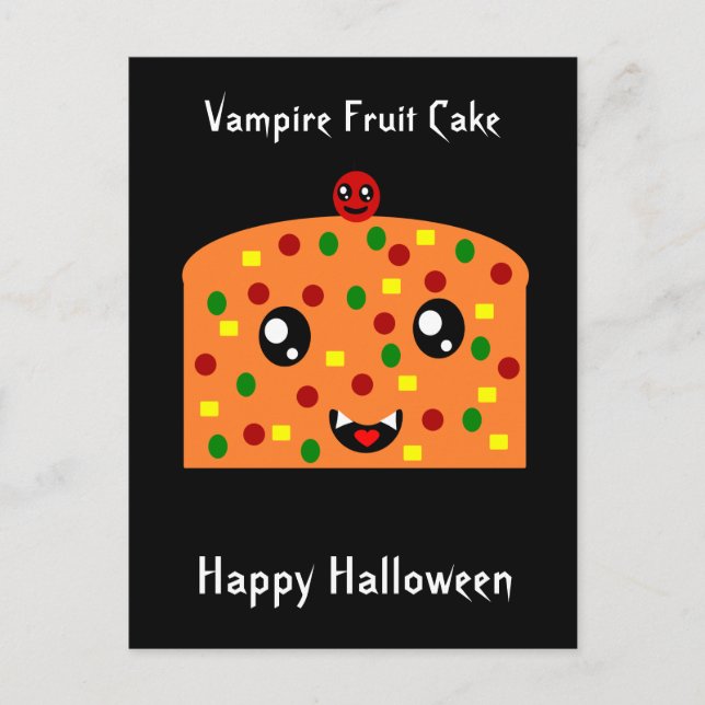 Carte Postale Gâteau de fruits vampire "Happy Halloween" (Devant)