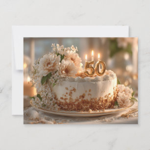 Carte Postale Gâteau élégant pour 50e anniversaire avec décorati