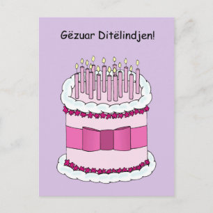 Carte Postale Gâteau et bougies d'anniversaire en Albanie