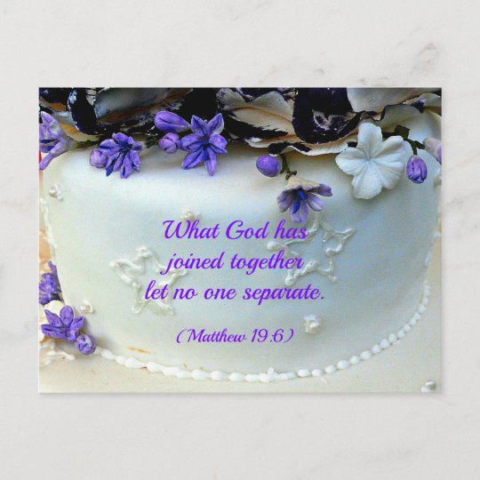 Carte Postale Gateau Mariage Aux Fleurs Violettes Avec Verset De Zazzle Fr