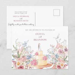 Carte Postale Gâteau mariage floral