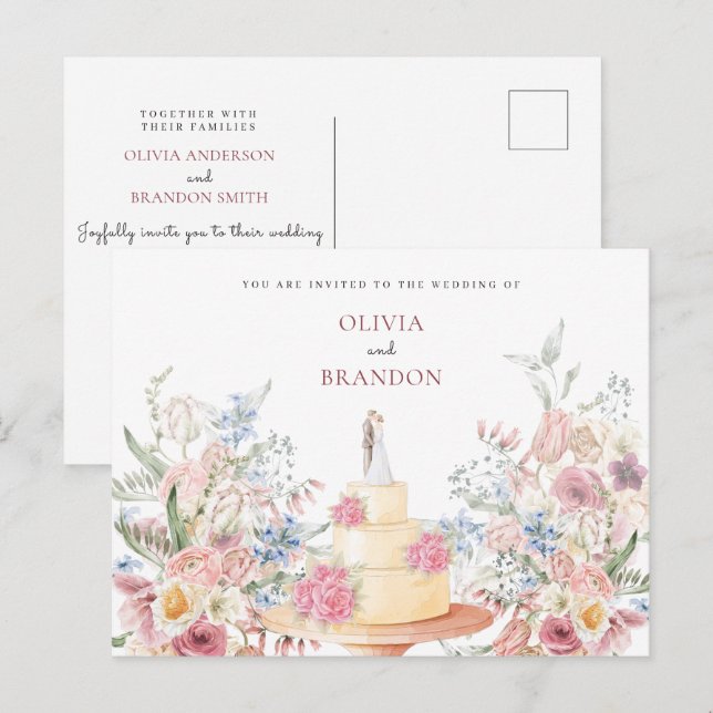 Carte Postale Gâteau mariage floral (Devant / Derrière)