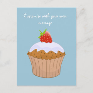 Carte Postale Gâteau personnalisé fraise mignon