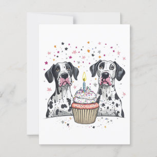 Carte Postale Gâteau pour chiens Dogue Allemand pour anniversair