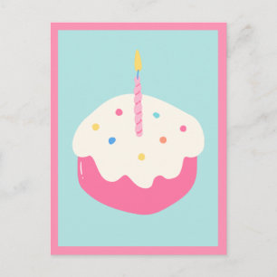 Carte Postale Gâteau rose bleu