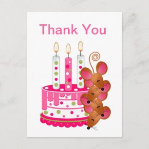 Carte Postale Gâteau rose d'anniversaire avec bougies
