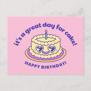 Carte Postale Gâteau rose et violet Texte incurvé classe & raffi
