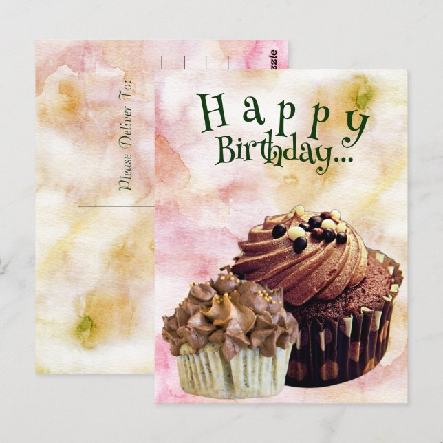 Carte Postale Gâteaux d'anniversaire joyeux Carton| (Devant / Derrière)