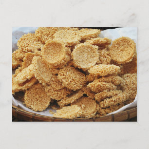 Carte Postale Gâteaux de riz soufflé ~ Sucres asiatiques Dessert