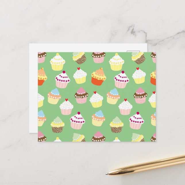 Carte Postale Gâteaux décorés délicieux pour anniversaire (Devant/Arrière en situation)