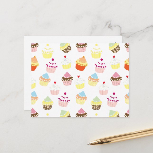 Carte Postale Gâteaux décorés délicieux pour anniversaire (Devant/Arrière en situation)