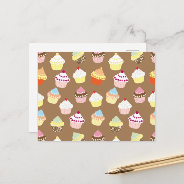 Carte Postale Gâteaux décorés délicieux pour anniversaire (Devant/Arrière en situation)
