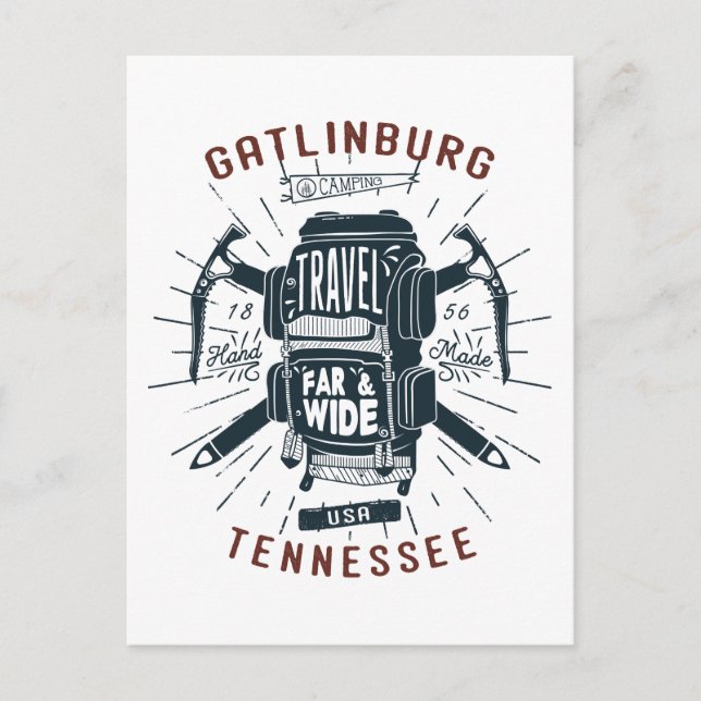 Carte Postale Gatlinburg Tennessee sac à dos Gear Retro Travel (Devant)