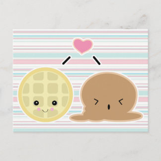 Carte Postale gaufre et glaces amour