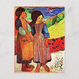 Carte Postale Gauguin - Les filles bretonnes au bord de la mer