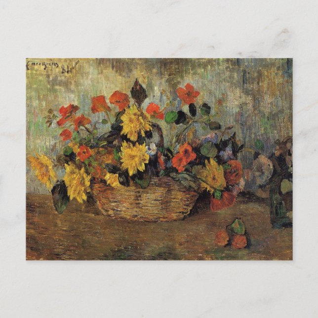 Carte Postale Gauguin - Nasturtiums et Dahlias dans un panier (Devant)