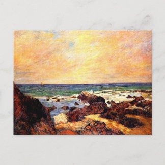 Carte Postale Gauguin - Rocks and Sea, 1886, painting