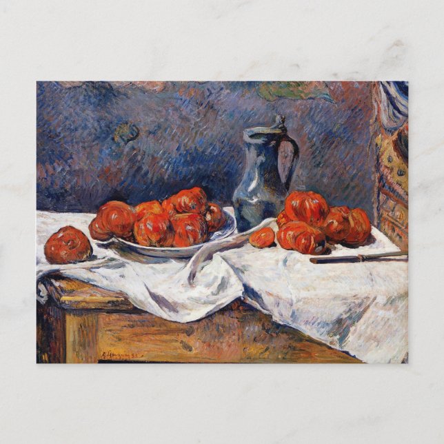 Carte Postale Gauguin - Tomates et un tankard d'eau douce sur un (Devant)