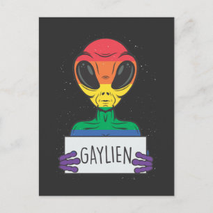 Carte Postale Gay Alien petit ami Rainbow Bisexual Pride