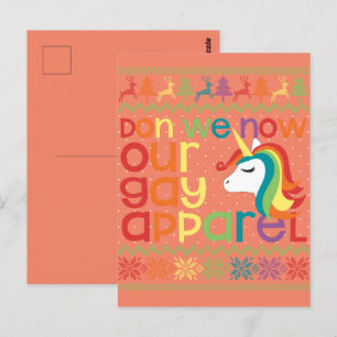 Carte Postale Gay Christmas Rainbow Unicorn Don We Now Our Gay