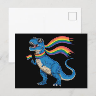 Carte Postale Gay pride Dino Trex Rainbow Flag Lgbt Ally