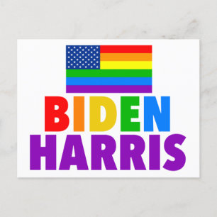 Carte Postale Gay pride du drapeau américain Biden Harris Rainbo