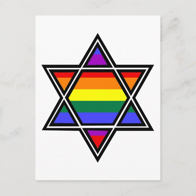 Carte Postale Gay pride personnalisable Rainbow Star de David (Devant)