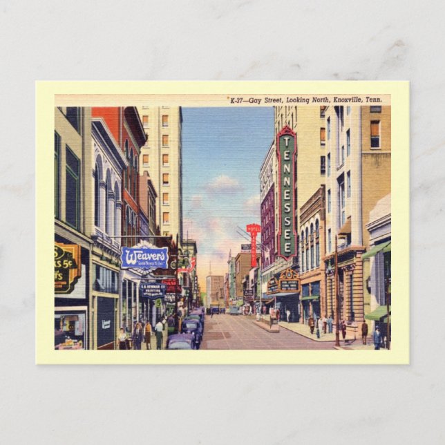 Carte Postale Gay Street, Knoxville, Tennessee Vintage (Devant)