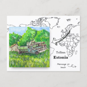 Carte Postale GAZ-51, rue Harju, Tallinn Estonie