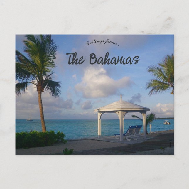 Carte Postale Gazebo sur une plage aux Bahamas (Devant)