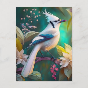 Carte Postale Geai à ailes de sarcelle à touffe blanche oiseau d