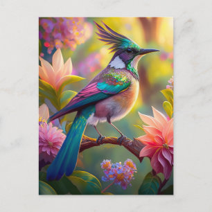 Carte Postale Geai à tête verte, oiseau de fantaisie