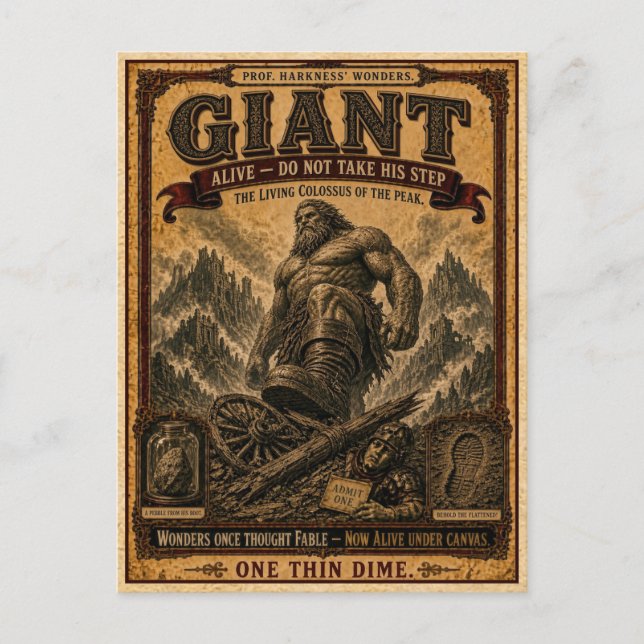 Carte Postale Géant, Monstre de Cirque Vintage (Devant)