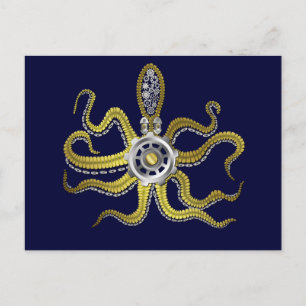Carte Postale Gears Steampunk Octopus Kraken