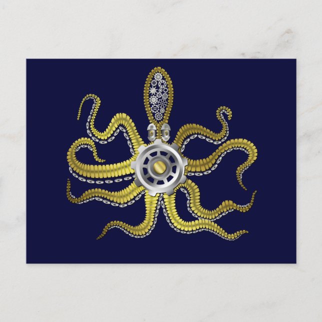Carte Postale Gears Steampunk Octopus Kraken (Devant)
