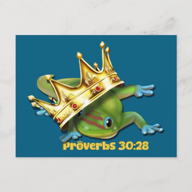 Carte Postale Gecko avec couronne—Proverbes (Devant)