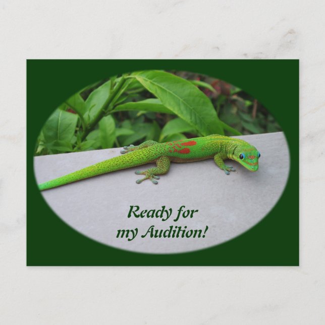 Carte Postale Gecko diurne à poussière d'or – Audition et obtene (Devant)