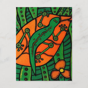Carte Postale Gecko Orange Et Vert