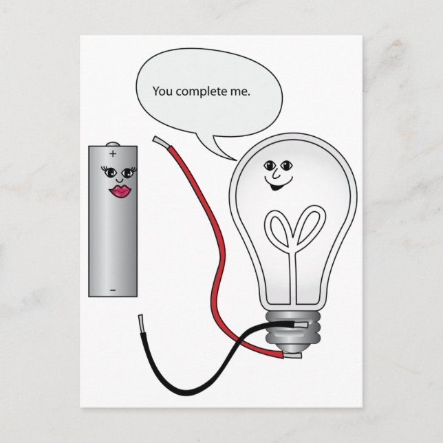 Carte Postale Geek Love You Complete Me Circuit électrique (Devant)