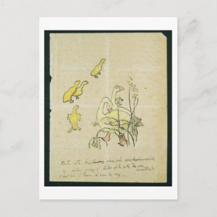 Carte Postale Geese and Goslings (w/c & ink on paper)