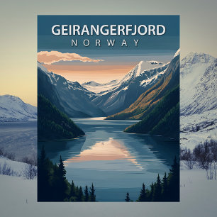 Carte Postale Geirangerfjord Norvège Montagnes enneigées Voyage