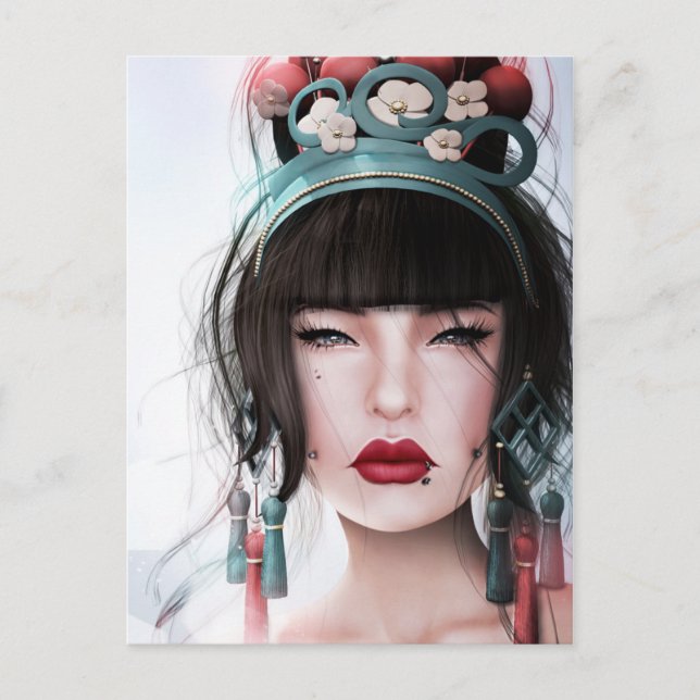 Carte Postale Geisha aux lèvres bissables (Devant)