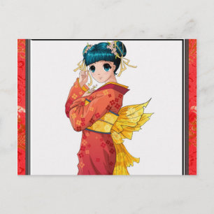 Carte Postale Geisha d'Anime