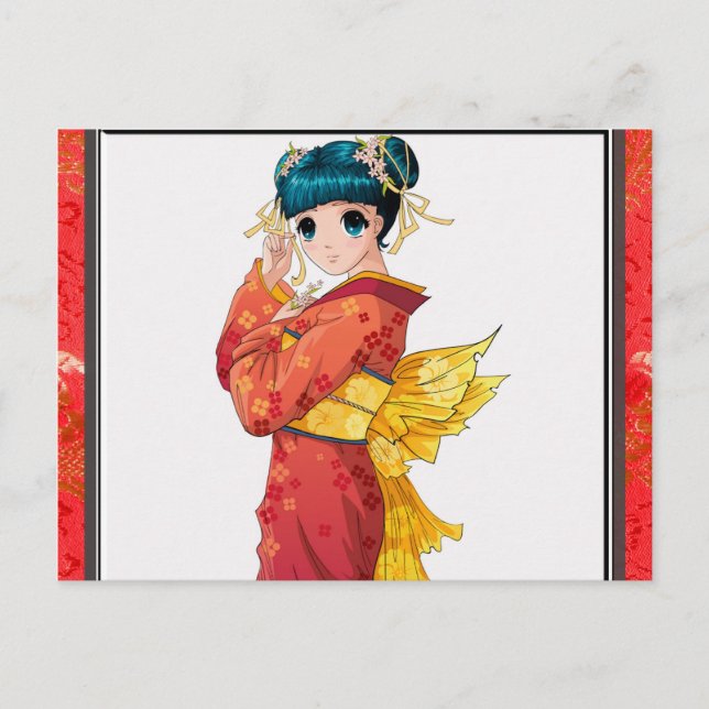 Carte Postale Geisha d'Anime (Devant)