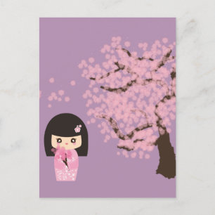 Carte Postale Geisha Girl Cherry Blossom dessin personnalisable