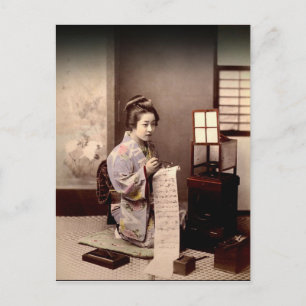 Carte Postale Geisha japonais vintage - auteur de lettre