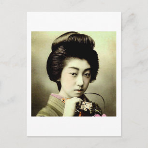 Carte Postale Geisha Japonais vintage Posing Vieux Japon