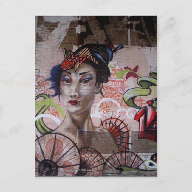 Carte Postale Geisha Urban Graffiti Street Art (Devant)
